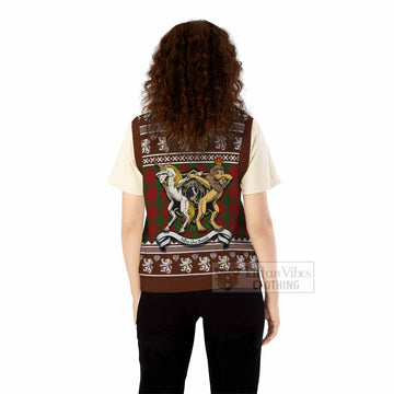 MacQuarrie (McQuarrie) Clan Tartan Crest Christmas Knitted V-Neck Vest Coat of Arms Funny Style