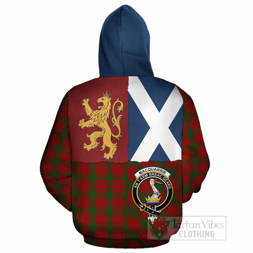 MacQuarrie (McQuarrie) Crest Tartan Cotton Hoodie with Lion Rampant Saltire Style - Tartan Vibes Clothing