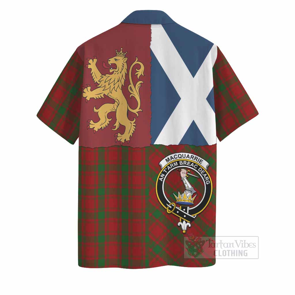 MacQuarrie (McQuarrie) Crest Tartan Hawaiian Shirt with Lion Rampant Saltire Style