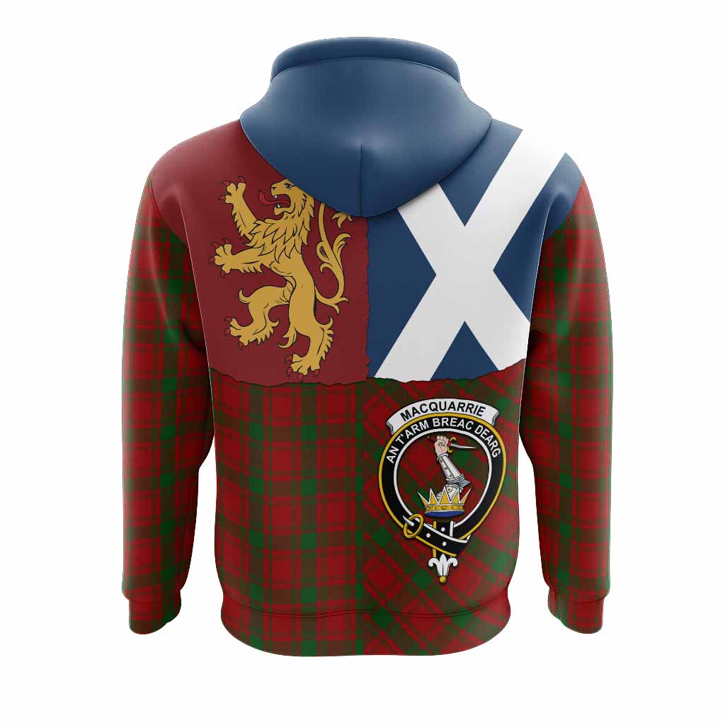 MacQuarrie (McQuarrie) Crest Tartan Hoodie with Lion Rampant Saltire Style