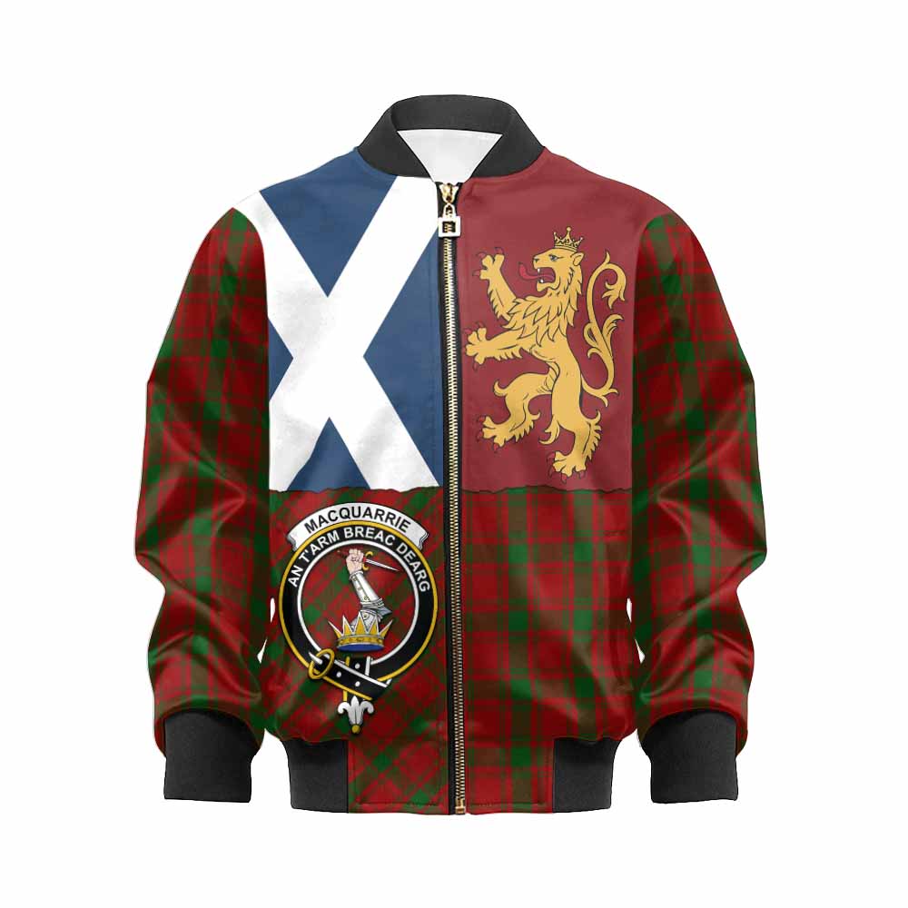 MacQuarrie (McQuarrie) Crest Tartan Kid Bomber Jacket with Lion Rampant Saltire Style - Tartan Vibes Clothing