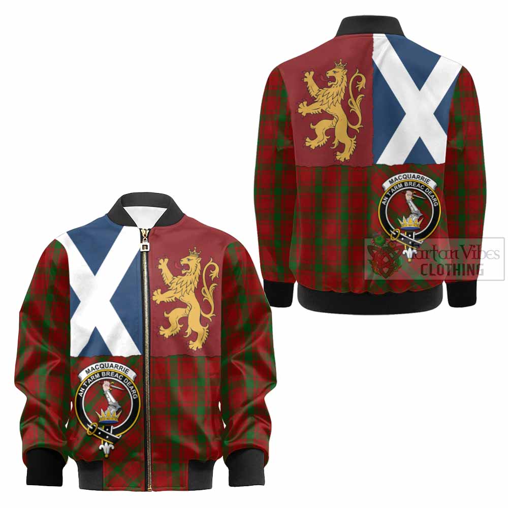 MacQuarrie (McQuarrie) Crest Tartan Kid Bomber Jacket with Lion Rampant Saltire Style - Tartan Vibes Clothing