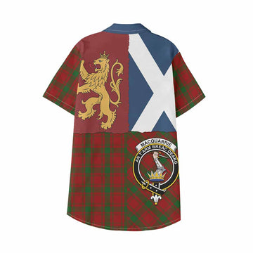 MacQuarrie (McQuarrie) Crest Tartan Kid Hawaiian Shirt with Lion Rampant Saltire Style