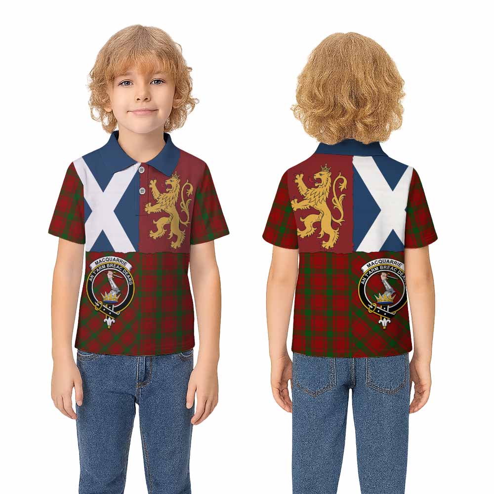 MacQuarrie (McQuarrie) Crest Tartan Kid Polo Shirt with Lion Rampant Saltire Style - Tartan Vibes Clothing