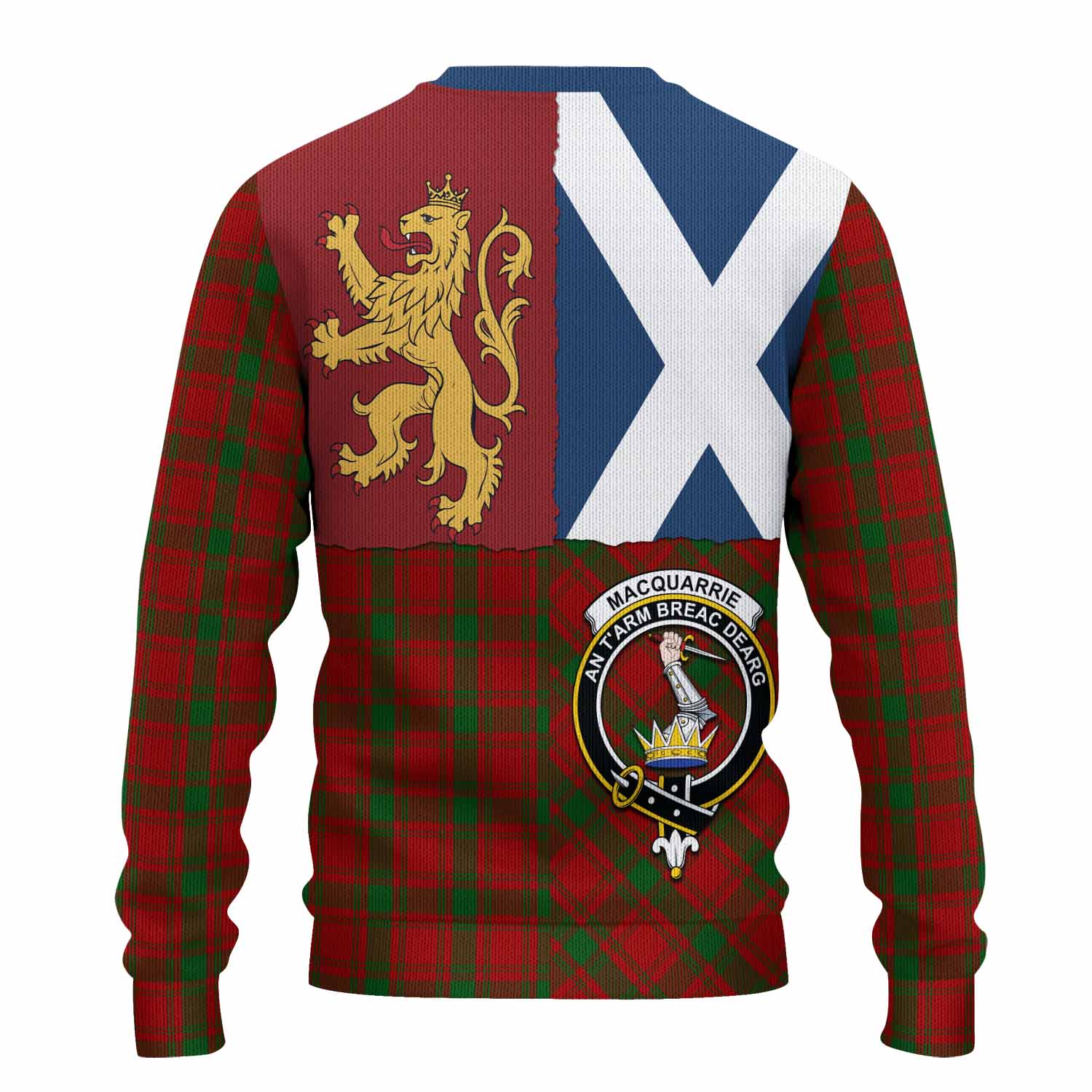 MacQuarrie (McQuarrie) Crest Tartan Knitted Sweater with Lion Rampant Saltire Style