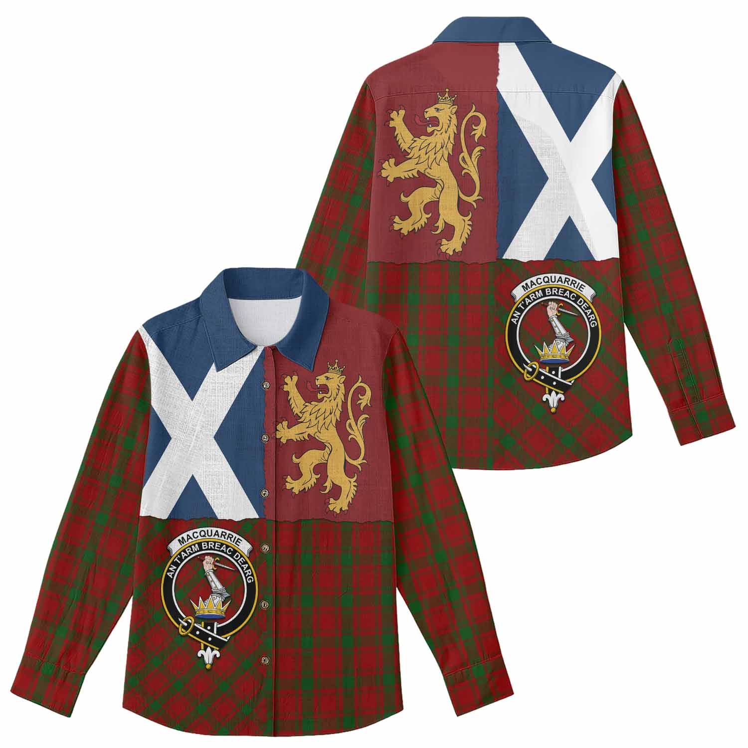 MacQuarrie (McQuarrie) Crest Tartan Women Casual Shirt with Lion Rampant Saltire Style