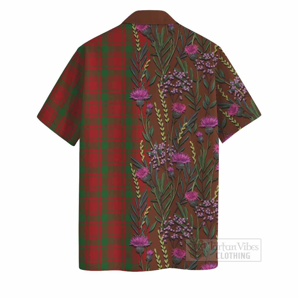 MacQuarrie (McQuarrie) Family Crest Tartan Hawaiian Shirt Scottish Thistle Flower Pattern Half Style - Tartan Vibes Clothing