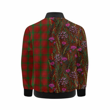 MacQuarrie (McQuarrie) Family Crest Tartan Kid Bomber Jacket Scottish Thistle Flower Pattern Half Style