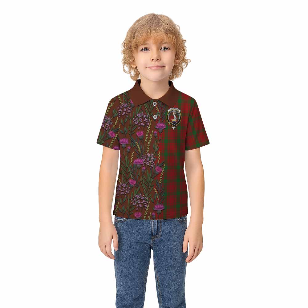 MacQuarrie (McQuarrie) Family Crest Tartan Kid Polo Shirt Scottish Thistle Flower Pattern Half Style - Tartan Vibes Clothing