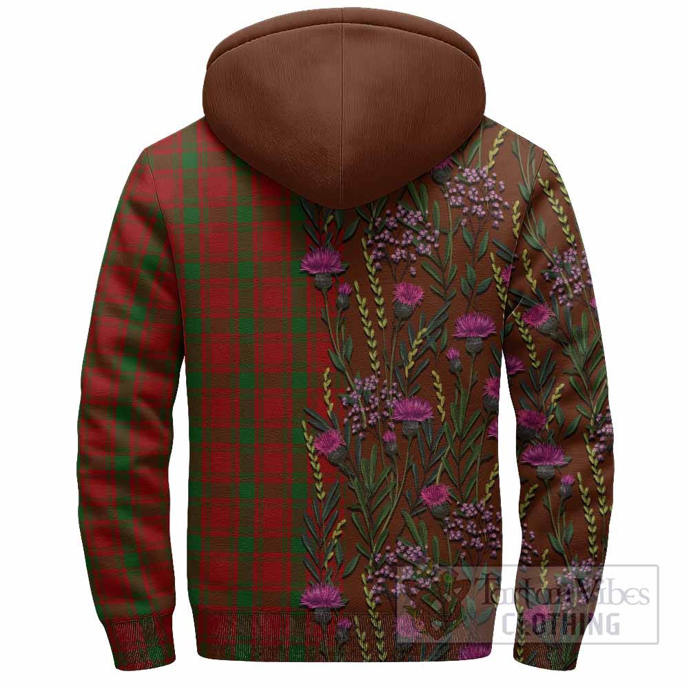 MacQuarrie (McQuarrie) Family Crest Tartan Sherpa Hoodie Scottish Thistle Flower Pattern Half Style - Tartan Vibes Clothing
