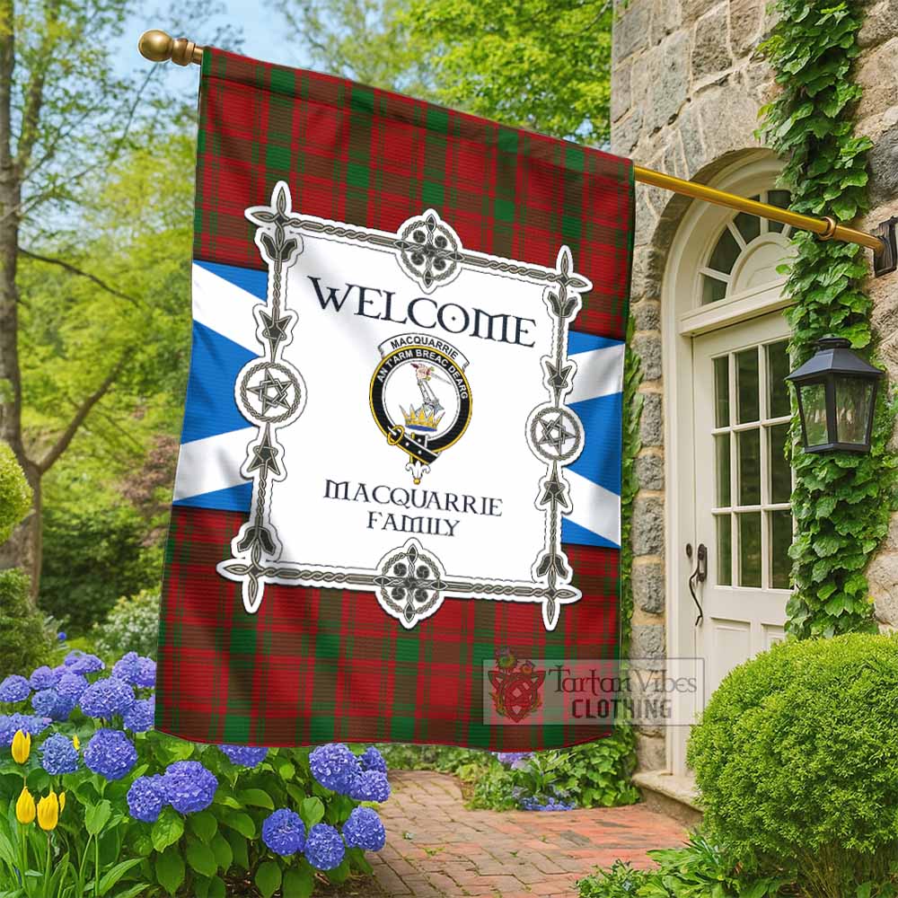 MacQuarrie (McQuarrie) Family Crest Tartan Welcome Garden Flag Saltire Harmony Style - Tartan Vibes Clothing