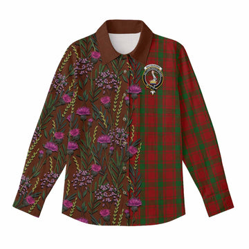 MacQuarrie (McQuarrie) Family Crest Tartan Women Casual Shirt Scottish Thistle Flower Pattern Half Style - Tartan Vibes Clothing