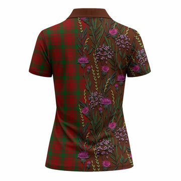 MacQuarrie (McQuarrie) Family Crest Tartan Women Polo Shirt Scottish Thistle Flower Pattern Half Style