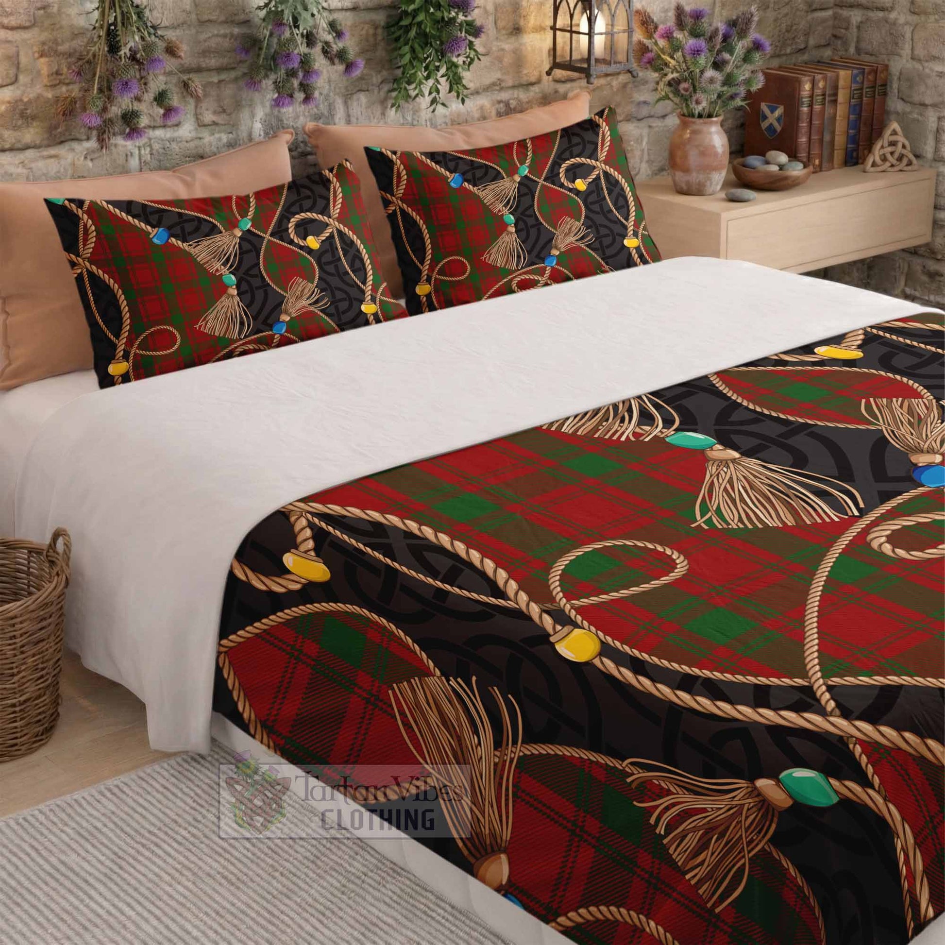 MacQuarrie (McQuarrie) Scottish Tartan Twisted Ropes Stylized Bedding Set - Tartan Vibes Clothing