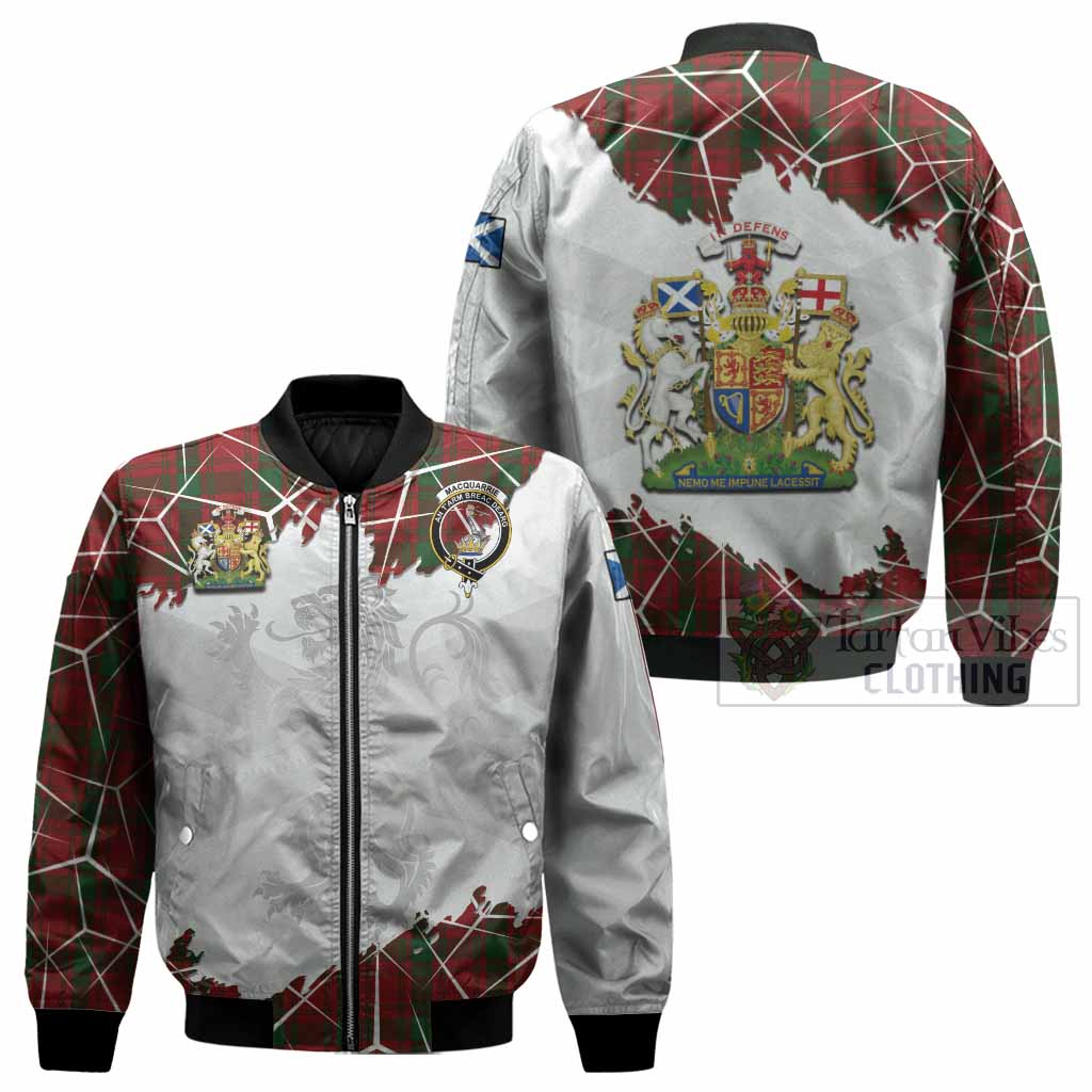MacQuarrie (McQuarrie) Tartan Bomber Jacket with Family Crest and Lion Rampant Grunge Style