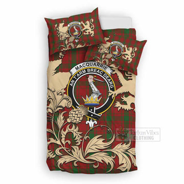 MacQuarrie (McQuarrie) Tartan Crest Bedding Set with Scottish Iconic Symbols 