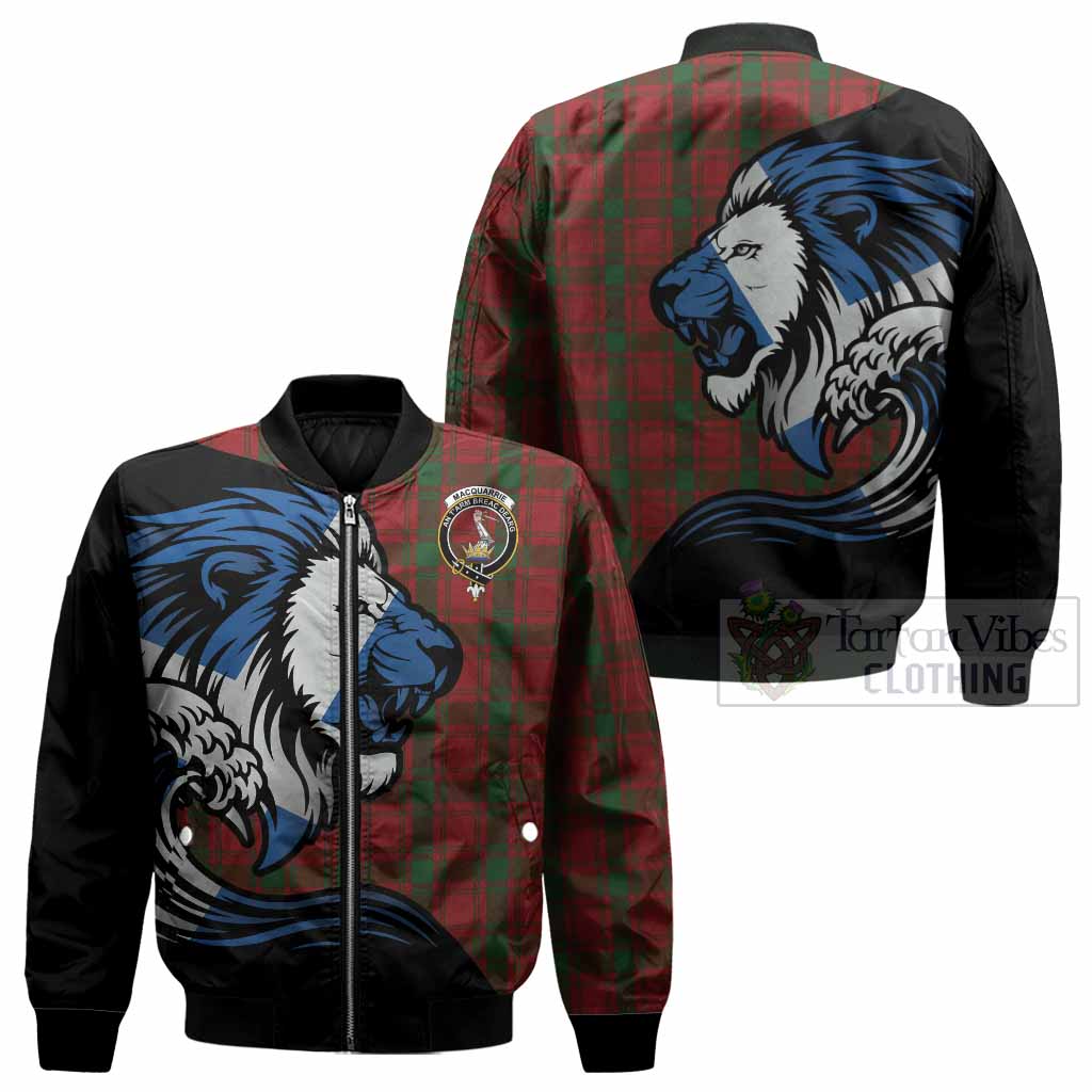 MacQuarrie (McQuarrie) Tartan Crest Bomber Jacket Scottish Golden Lions Wave Flow
