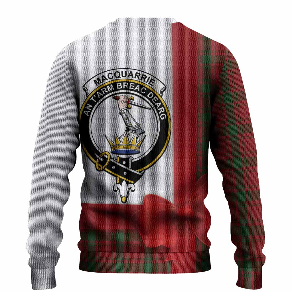 MacQuarrie (McQuarrie) Tartan Crest Christmas Christmas Ugly Sweater Highland Cow Bagpipes Coquette Bow Style