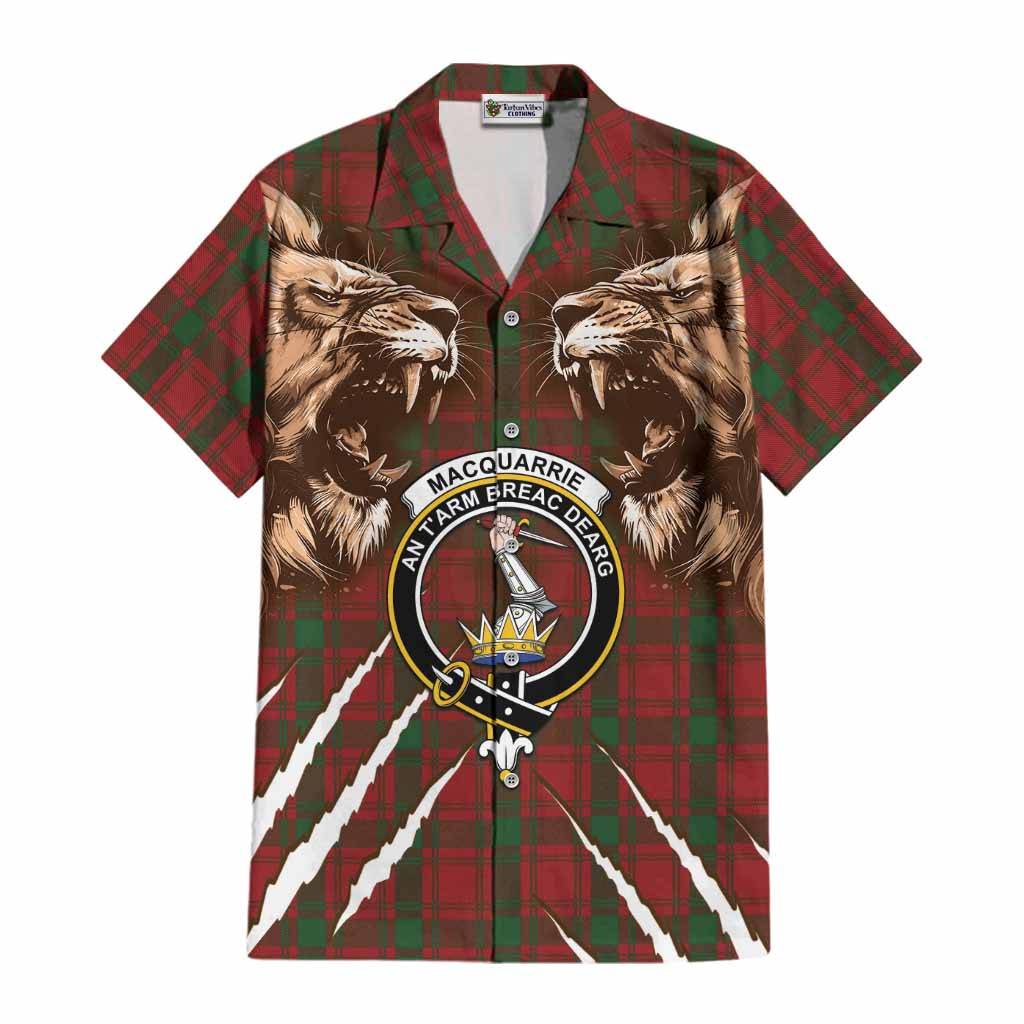 MacQuarrie (McQuarrie) Tartan Crest Cotton Hawaiian Shirt Ferocious Lion Style