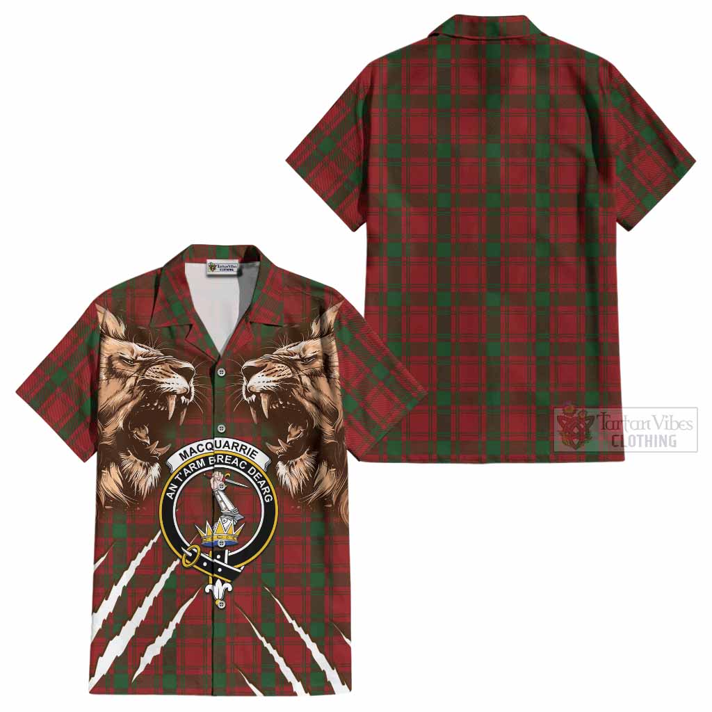 MacQuarrie (McQuarrie) Tartan Crest Cotton Hawaiian Shirt Ferocious Lion Style