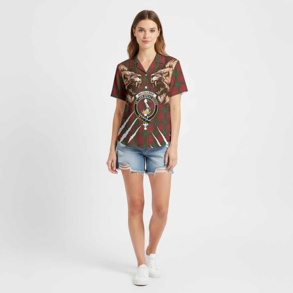 MacQuarrie (McQuarrie) Tartan Crest Cotton Hawaiian Shirt Ferocious Lion Style