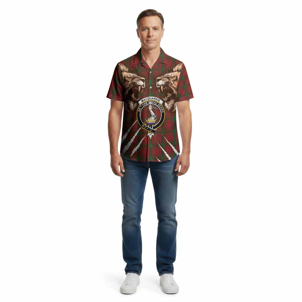 MacQuarrie (McQuarrie) Tartan Crest Cotton Hawaiian Shirt Ferocious Lion Style