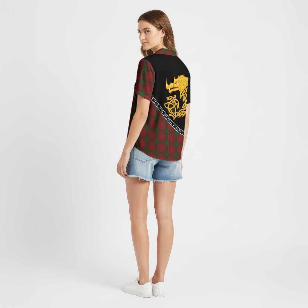 MacQuarrie (McQuarrie) Tartan Crest Cotton Hawaiian Shirt Legendary Dragon Knot Half Style