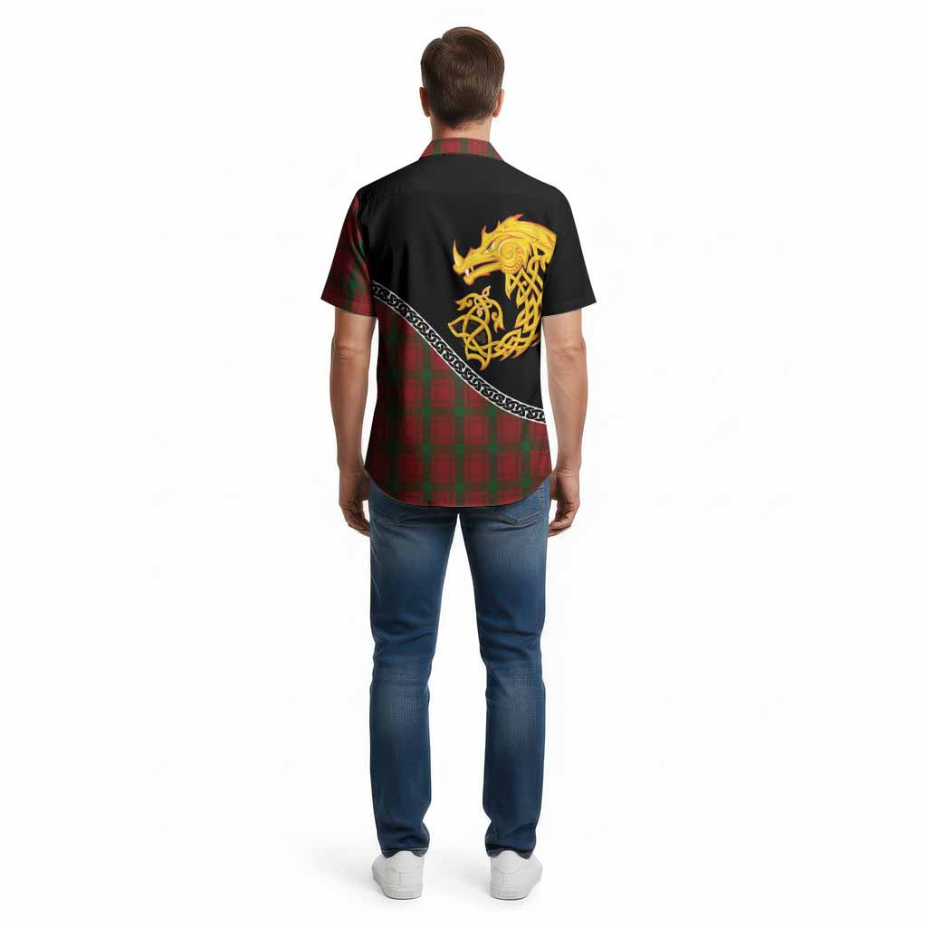 MacQuarrie (McQuarrie) Tartan Crest Cotton Hawaiian Shirt Legendary Dragon Knot Half Style