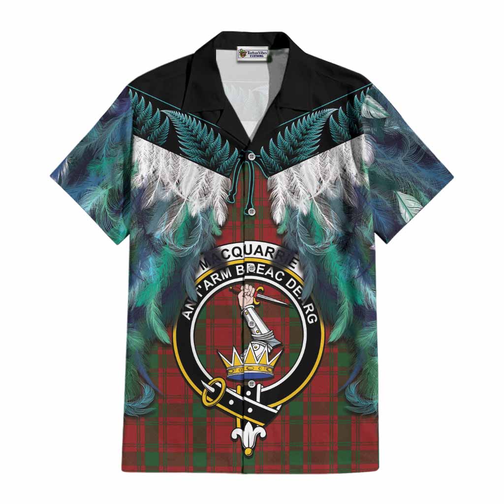 MacQuarrie (McQuarrie) Tartan Crest Cotton Hawaiian Shirt New Zealand Maori Korowai Cloak