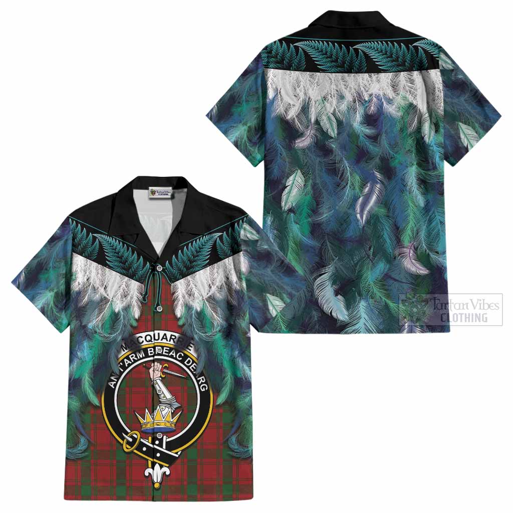 MacQuarrie (McQuarrie) Tartan Crest Cotton Hawaiian Shirt New Zealand Maori Korowai Cloak