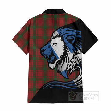 MacQuarrie (McQuarrie) Tartan Crest Cotton Hawaiian Shirt Scottish Golden Lions Wave Flow