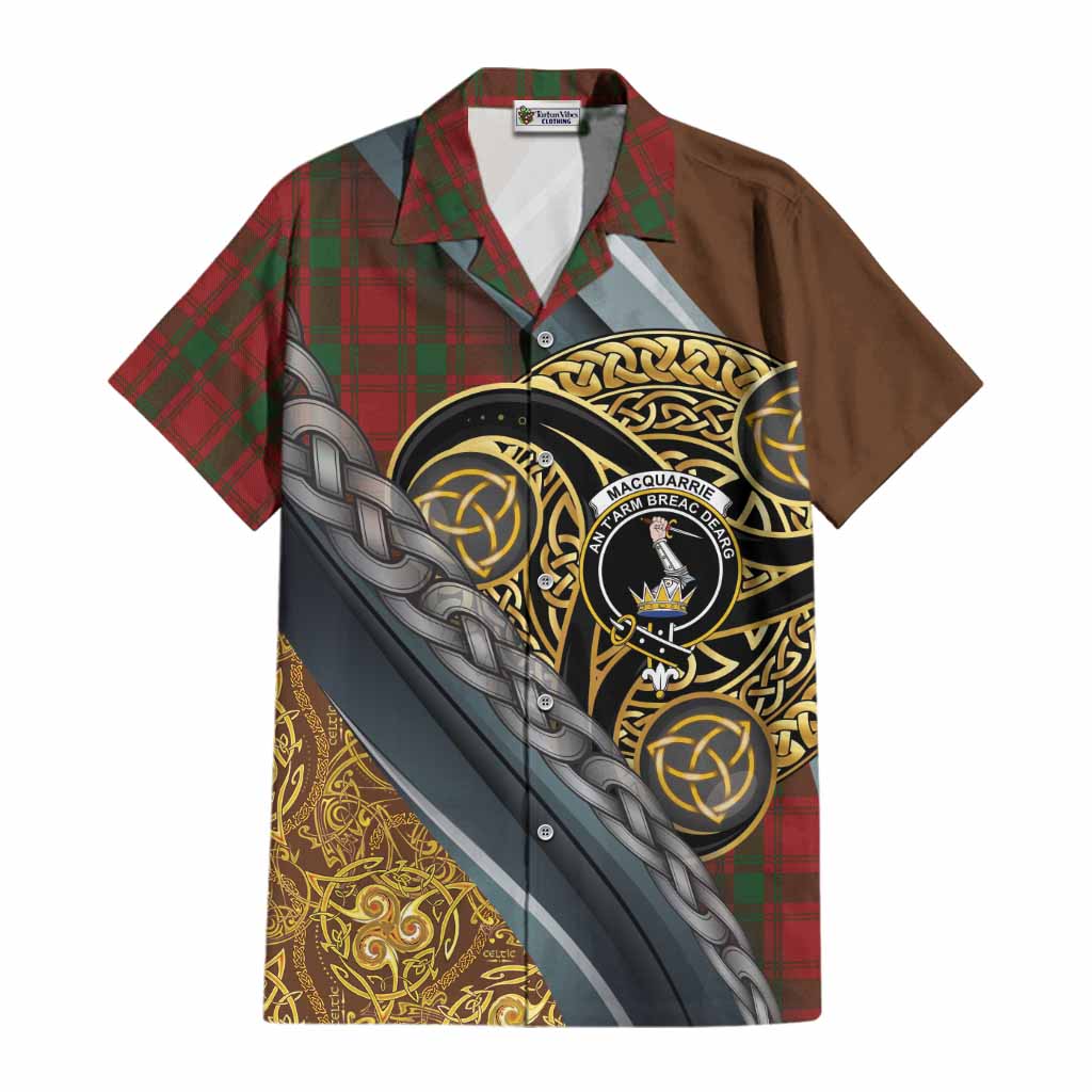 MacQuarrie (McQuarrie) Tartan Crest Cotton Hawaiian Shirt Scottish Triskele Celtic