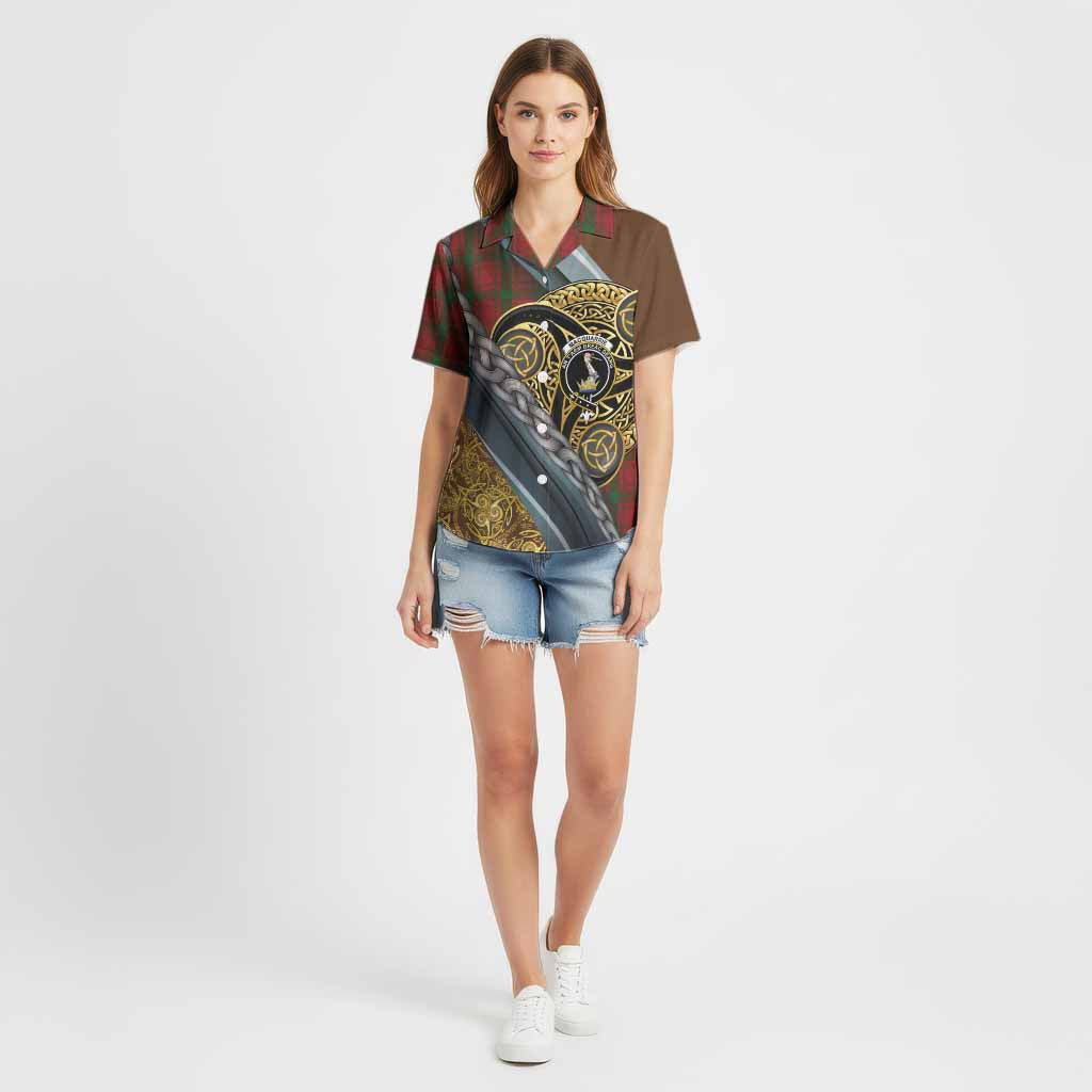 MacQuarrie (McQuarrie) Tartan Crest Cotton Hawaiian Shirt Scottish Triskele Celtic