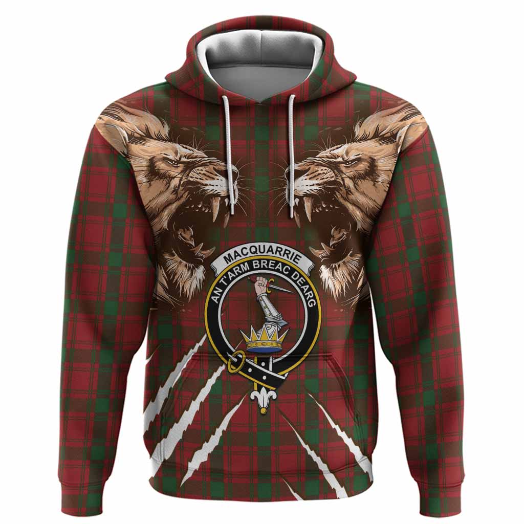 MacQuarrie (McQuarrie) Tartan Crest Hoodie Ferocious Lion Style