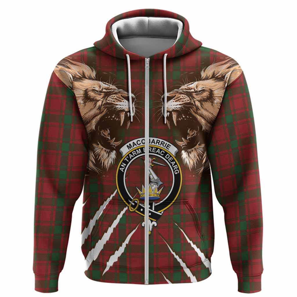 MacQuarrie (McQuarrie) Tartan Crest Hoodie Ferocious Lion Style