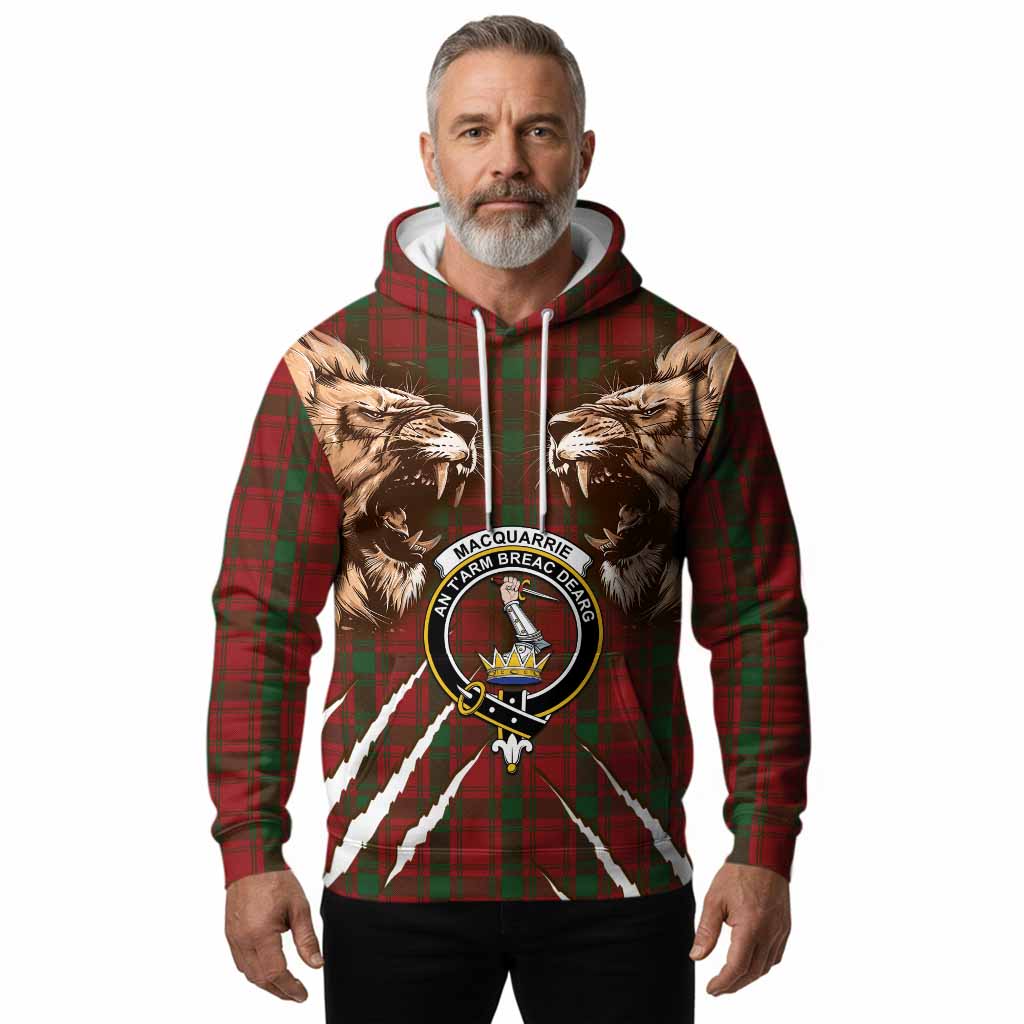MacQuarrie (McQuarrie) Tartan Crest Hoodie Ferocious Lion Style