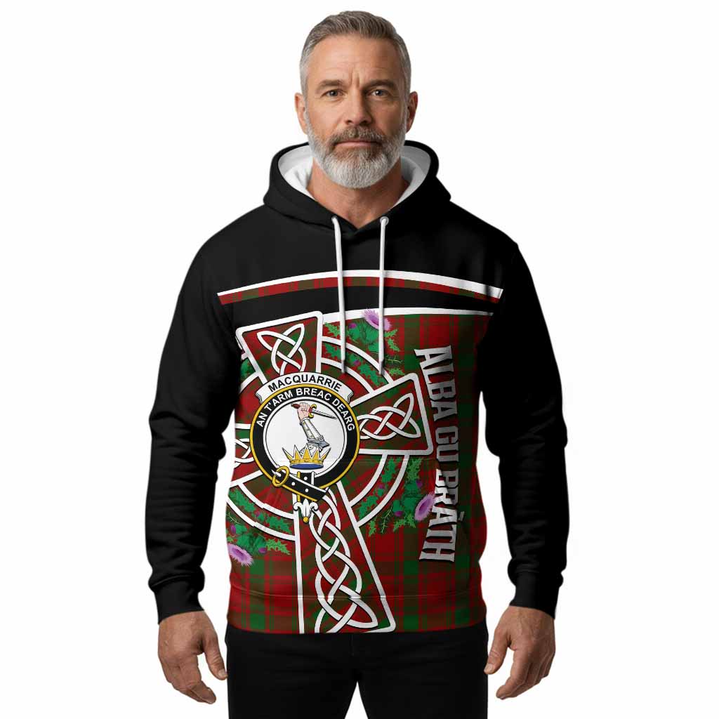 MacQuarrie (McQuarrie) Tartan Crest Hoodie Scottish Thistle Celtic Cross Alba Gu Brath