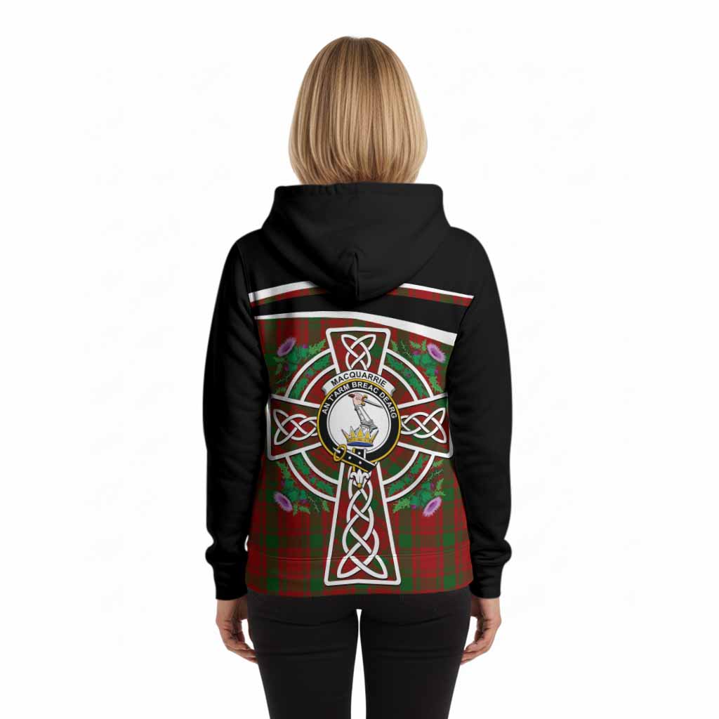 MacQuarrie (McQuarrie) Tartan Crest Hoodie Scottish Thistle Celtic Cross Alba Gu Brath