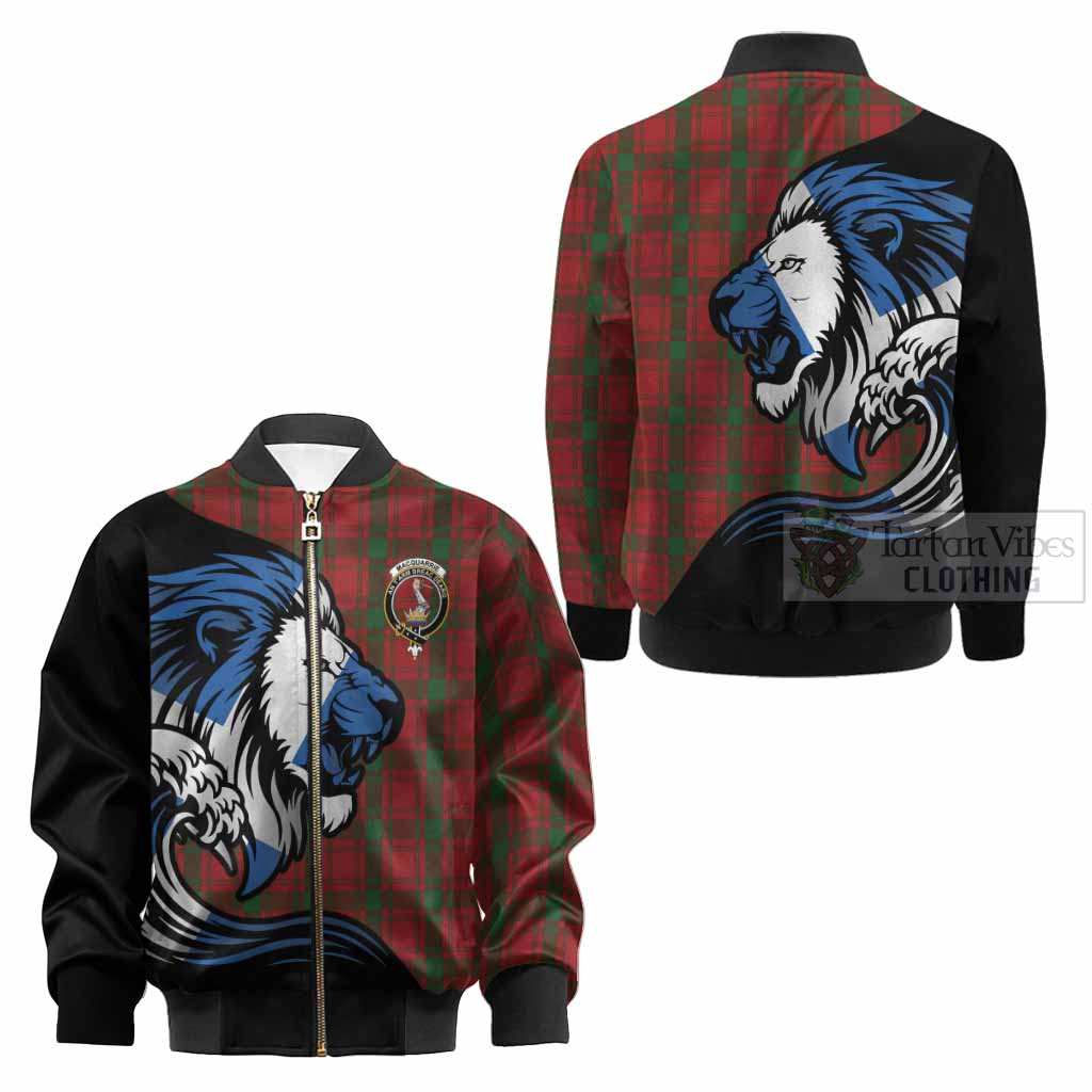 MacQuarrie (McQuarrie) Tartan Crest Kid Bomber Jacket Scottish Golden Lions Wave Flow