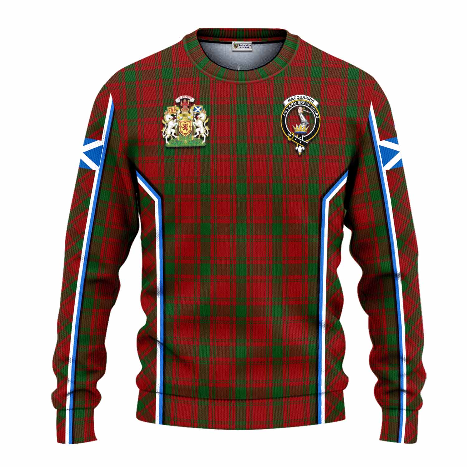 MacQuarrie (McQuarrie) Tartan Crest Knitted Sweater Scotland Coat of Arm Flag Style - Tartan Vibes Clothing