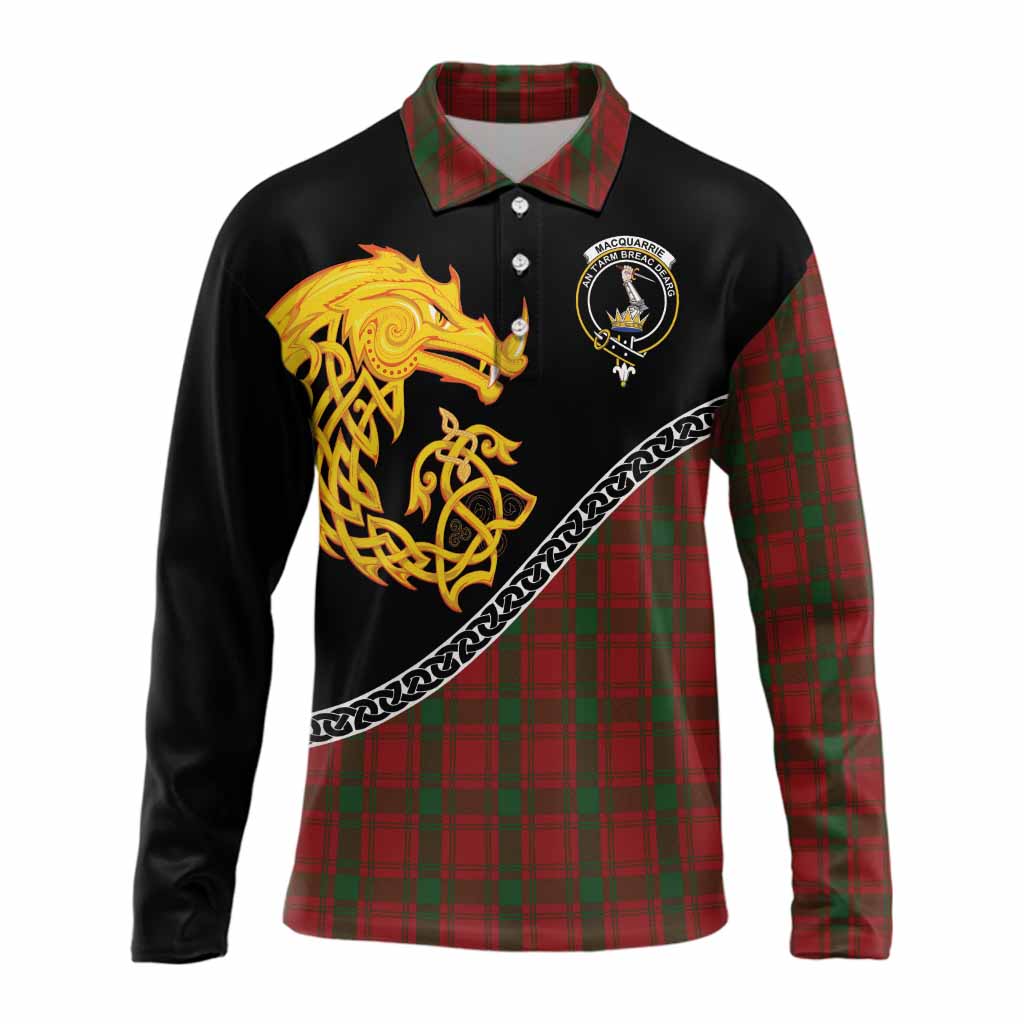 MacQuarrie (McQuarrie) Tartan Crest Long Sleeve Polo Shirt Legendary Dragon Knot Half Style