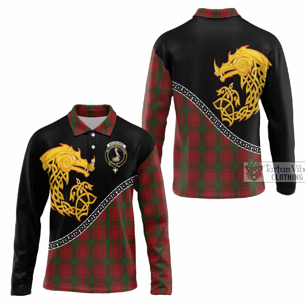 MacQuarrie (McQuarrie) Tartan Crest Long Sleeve Polo Shirt Legendary Dragon Knot Half Style