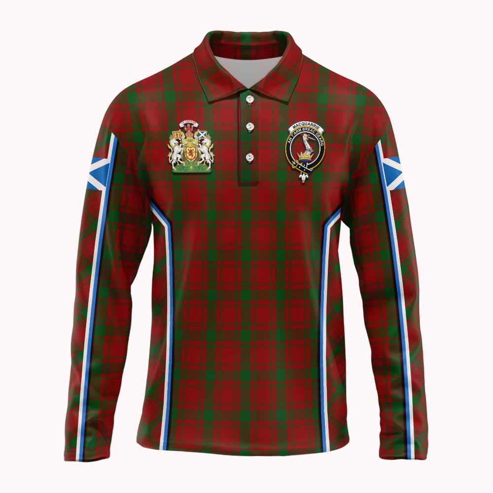 MacQuarrie (McQuarrie) Tartan Crest Long Sleeve Polo Shirt Scotland Coat of Arm Flag Style - Tartan Vibes Clothing