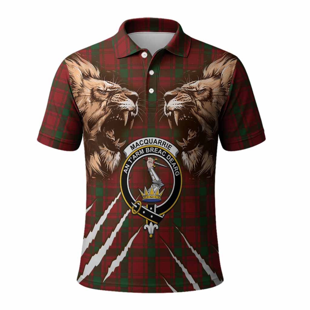 MacQuarrie (McQuarrie) Tartan Crest Polo Shirt Ferocious Lion Style