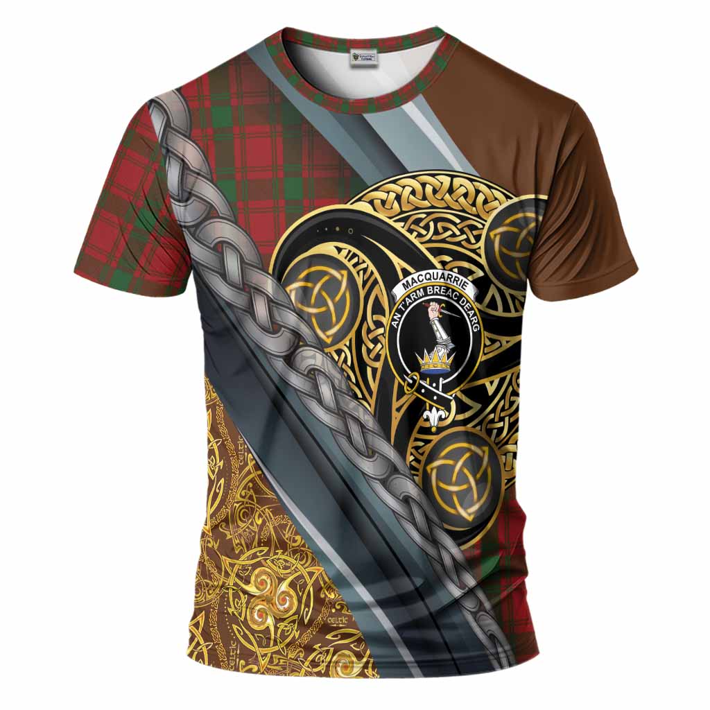 MacQuarrie (McQuarrie) Tartan Crest T-Shirt Scottish Triskele Celtic