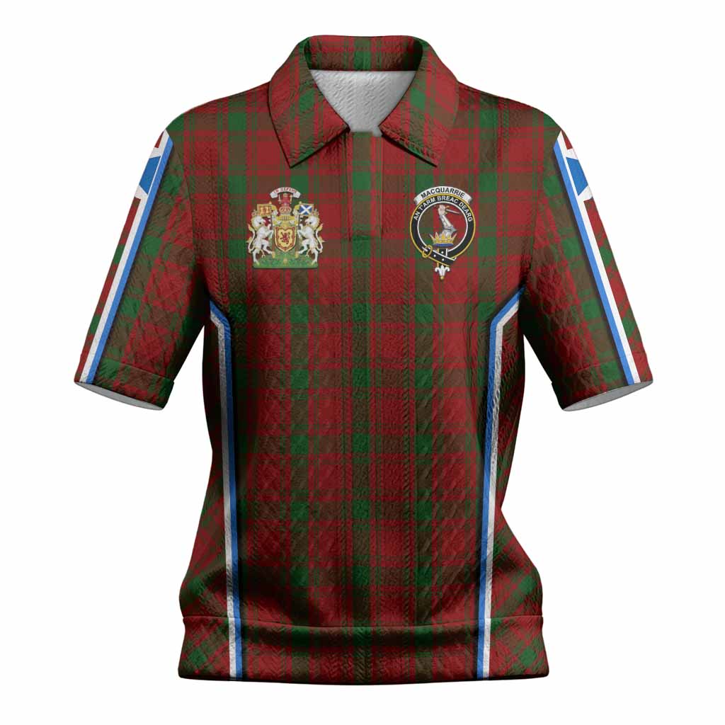 MacQuarrie (McQuarrie) Tartan Crest Women’s Polo Sweater Top Scotland Coat of Arm Flag Style