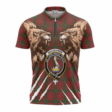 MacQuarrie (McQuarrie) Tartan Crest Zipper Polo Shirt Ferocious Lion Style