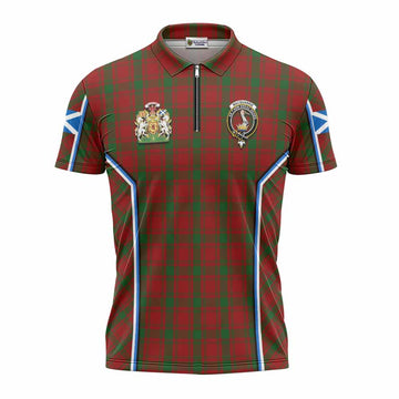 MacQuarrie (McQuarrie) Tartan Crest Zipper Polo Shirt Scotland Coat of Arm Flag Style - Tartan Vibes Clothing