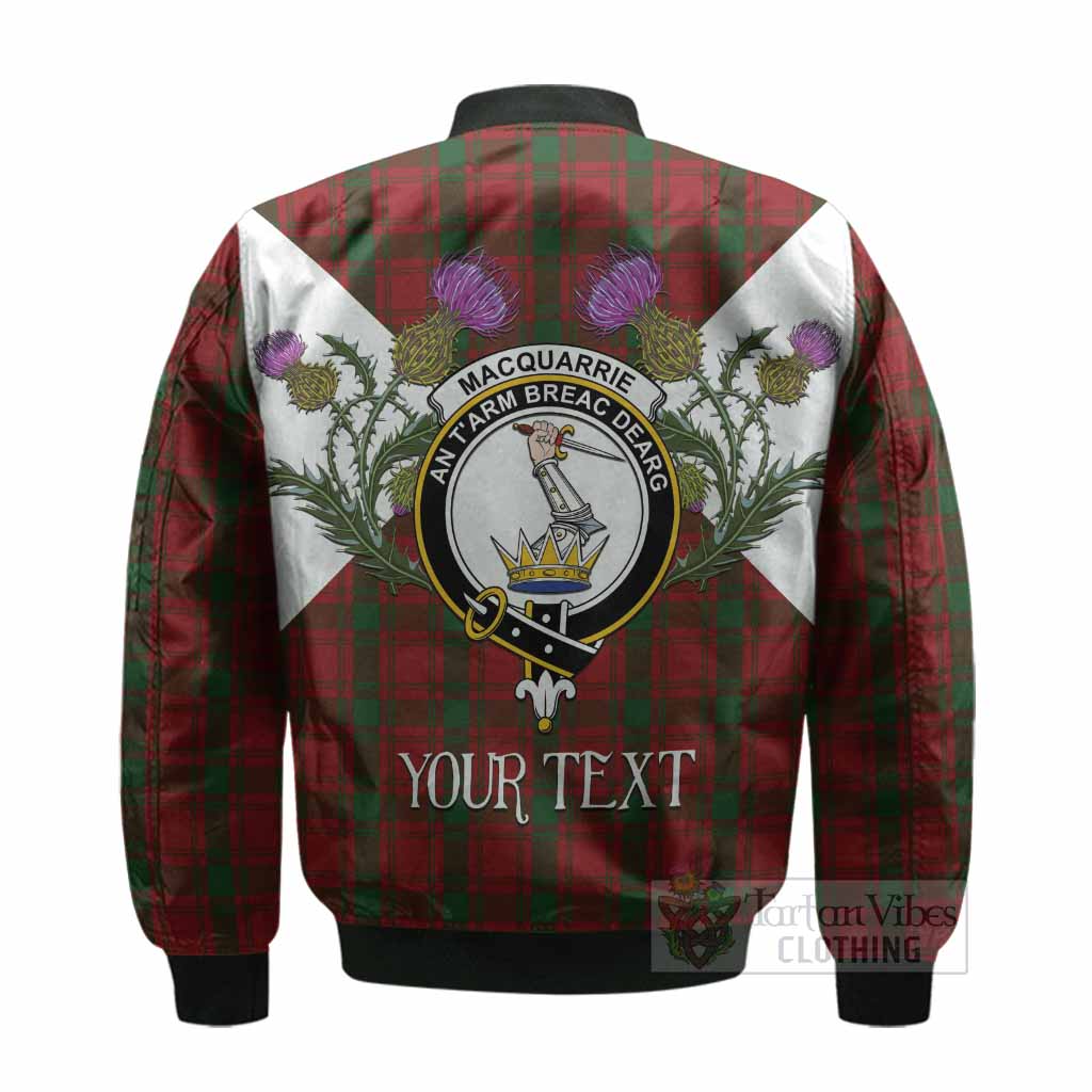 MacQuarrie (McQuarrie) Tartan Family Crest Bomber Jacket Scottish Burns Night Thistle Floral