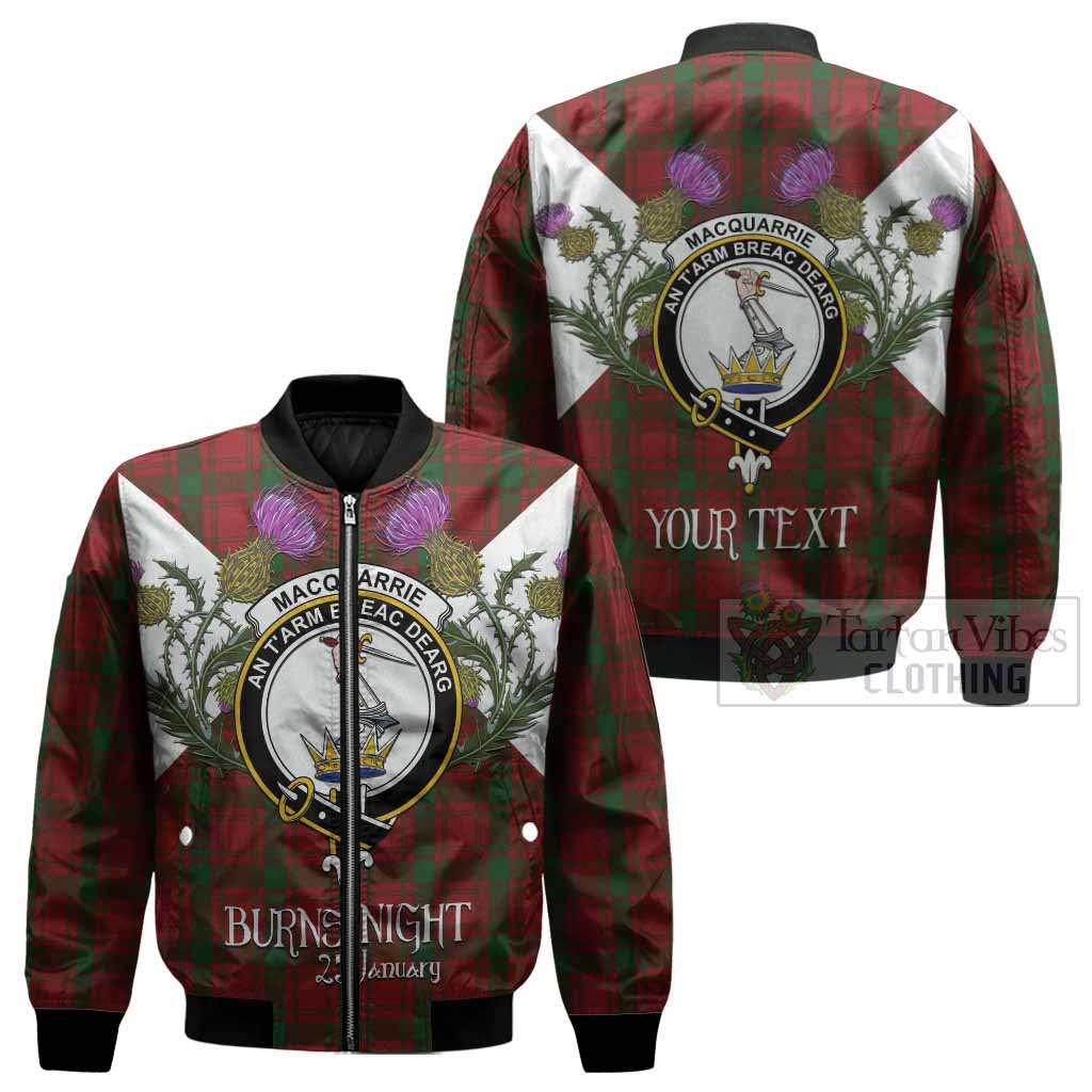 MacQuarrie (McQuarrie) Tartan Family Crest Bomber Jacket Scottish Burns Night Thistle Floral